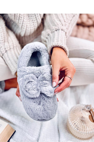 Cozy Bow Slippers - Grey