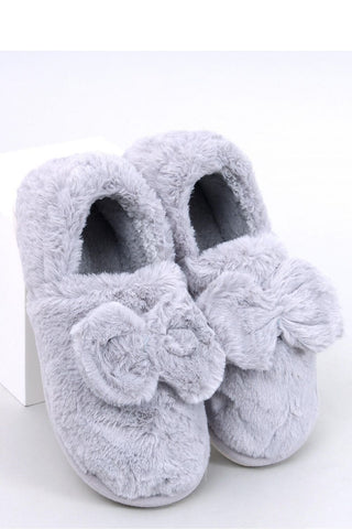 Cozy Bow Slippers - Grey