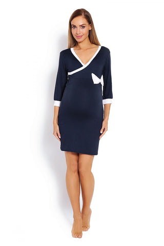 Bow Nursing Nightgown - Navy