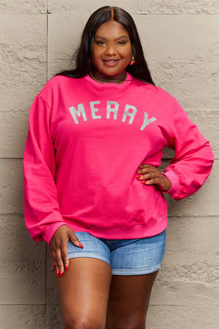 Simply Love Full Size MERRY Graphic Sweatshirt