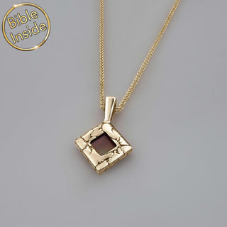 Nano Bible Jewelry - Rhombus Necklace With Engraved Bible - Lightening Design