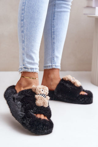 Teddy Slipper - Black