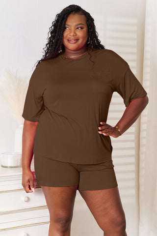 Full Size Soft Rayon Half Sleeve Top and Shorts Set