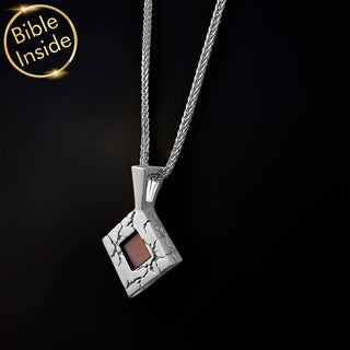 Nano Bible Jewelry - Rhombus Necklace With Engraved Bible - Lightening Design