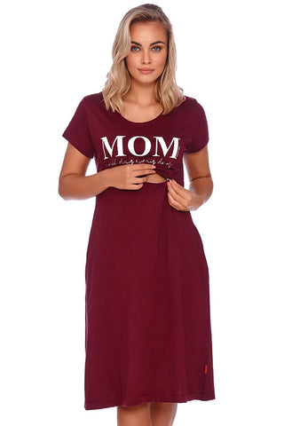 Mom Nursing Nightgown - Burgundy