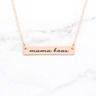 Mama Bear Bar Necklace - Gold