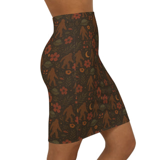 Bigfoot Pencil Skirt - Cute, Floral Design, Trendy, Unique Fashion, Perfect for Casual Outings, Gifts for Nature Lovers