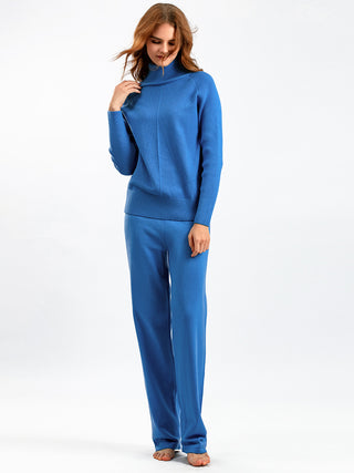 Turtleneck Raglan Sleeve Top and Pants Sweater Set