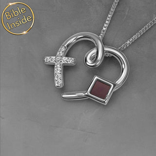 Jewelry for Wife - Heart & Cross Necklace With Nano Bible - Bella Design