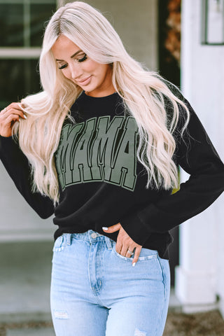 Round Neck Long Sleeve MAMA Graphic Sweatshirt