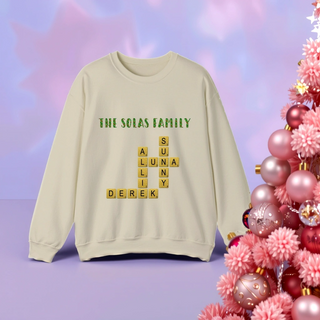 Family Name Glitter Scrabble Crewneck Sweatshirt