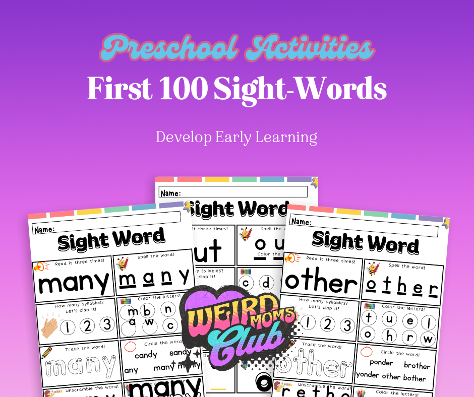First 100 Sight Words Worksheets – Weird Moms Club