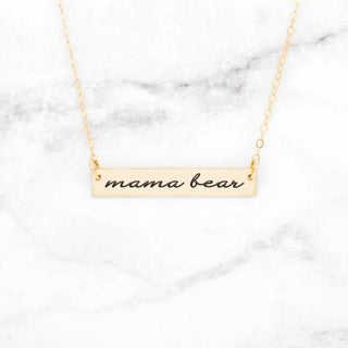 Mama Bear Bar Necklace - Gold