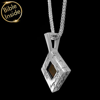 Nano Bible Jewelry - Rhombus Necklace With Engraved Bible - Lightening Design