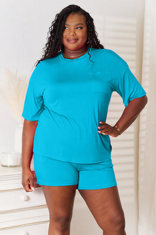 Full Size Soft Rayon Half Sleeve Top and Shorts Set