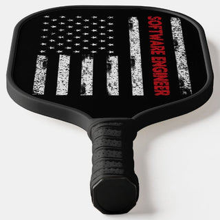 Flag With Word Software Engineer Pickleball Paddle