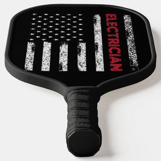 American Flag With Words Electrician Pickleball Paddle