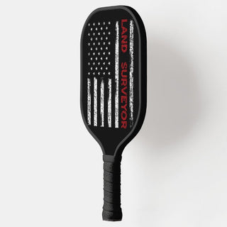 Flag With Word Land Sureyor Pickleball Paddle