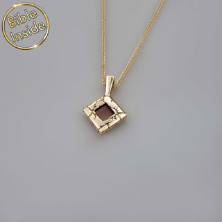 Nano Bible Jewelry - Rhombus Necklace With Engraved Bible - Lightening Design