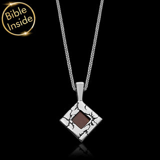 Nano Bible Jewelry - Rhombus Necklace With Engraved Bible - Lightening Design