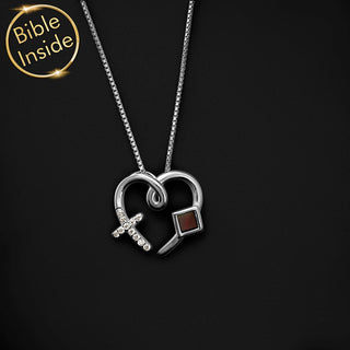 Jewelry for Wife - Heart & Cross Necklace With Nano Bible - Bella Design