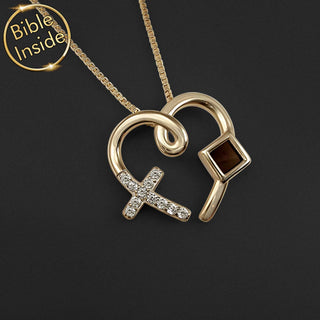 Jewelry for Wife - Heart & Cross Necklace With Nano Bible - Bella Design