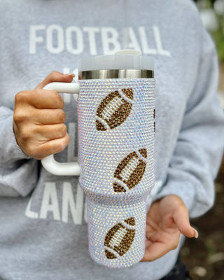 40 Oz. Crystal “All Over Footballs” Tumbler